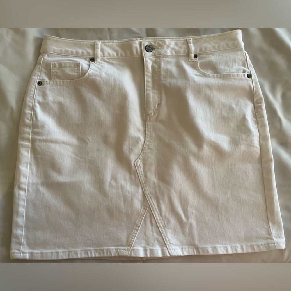 Loft white denim skirt